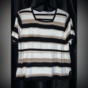 Striped Croft & Barrow petite Square neckline shirt